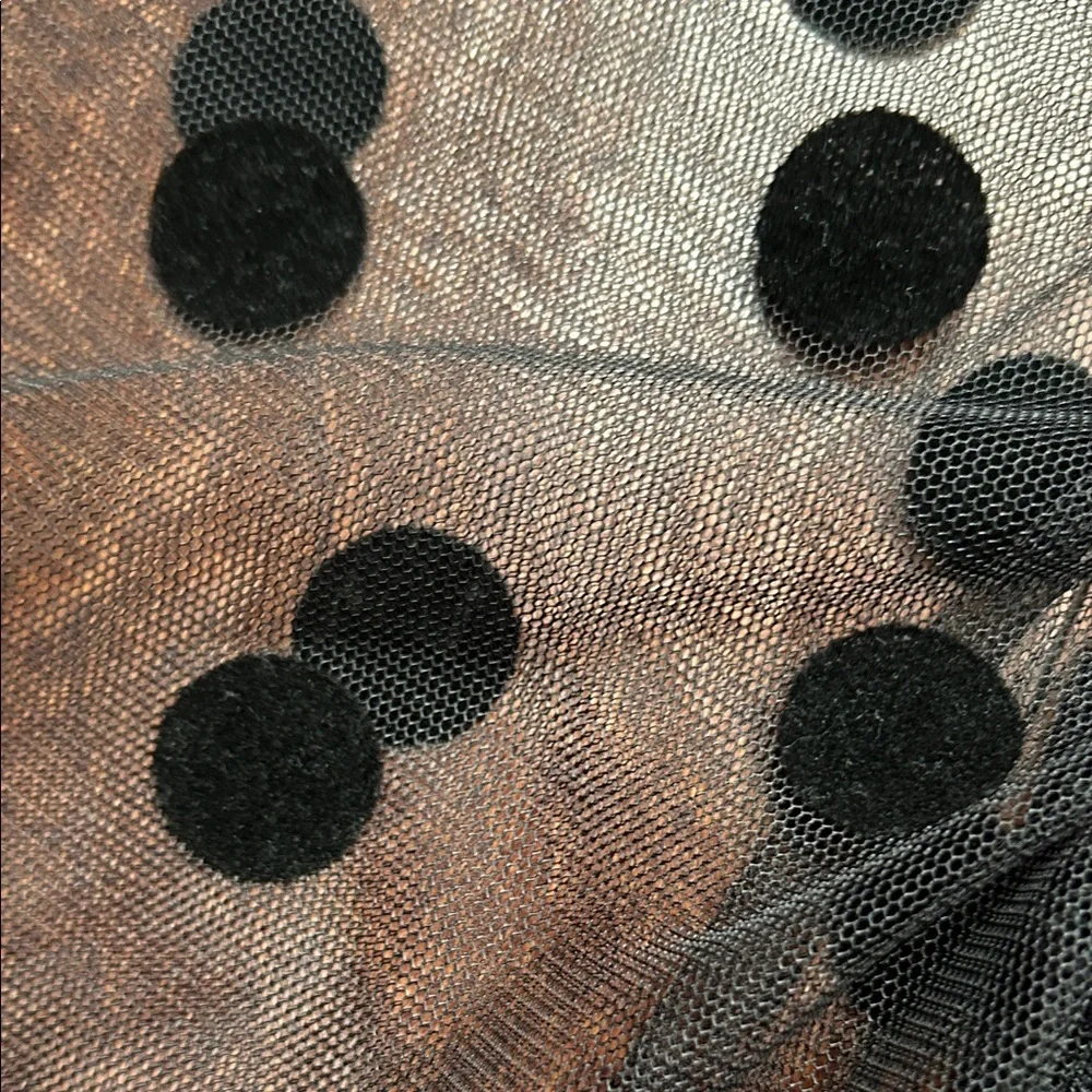Zara Black Blouse with Polka Dot Mesh Puff Sleeves, Size Small - Picture 11 of 12